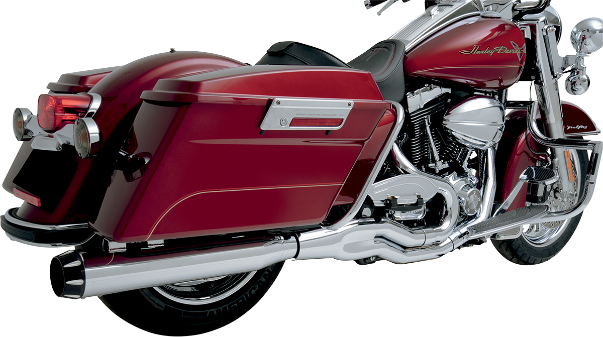 BASSANI XHAUST B1 2:1 exhaust system for Harley Davidson FLH-777, black finish, high-performance motorcycle exhaust.