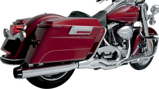 BASSANI XHAUST B1 2:1 exhaust system for Harley Davidson FLH-777, black finish, high-performance motorcycle exhaust.