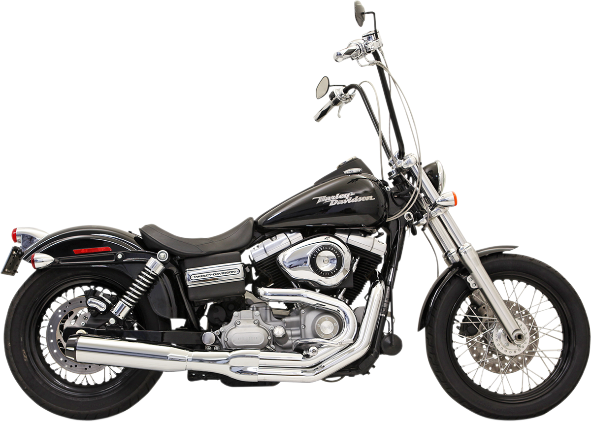 BASSANI XHAUST B1 2:1 exhaust system with chrome finish, showing the shiny metal pipes and polished construction.