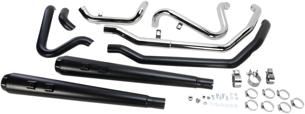 Black Bassani Xhaust Down Under exhaust with megaphone, showcasing the sleek muffler design and part number 1F66RB.