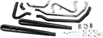 Black Bassani Xhaust Down Under exhaust with megaphone, showcasing the sleek muffler design and part number 1F66RB.