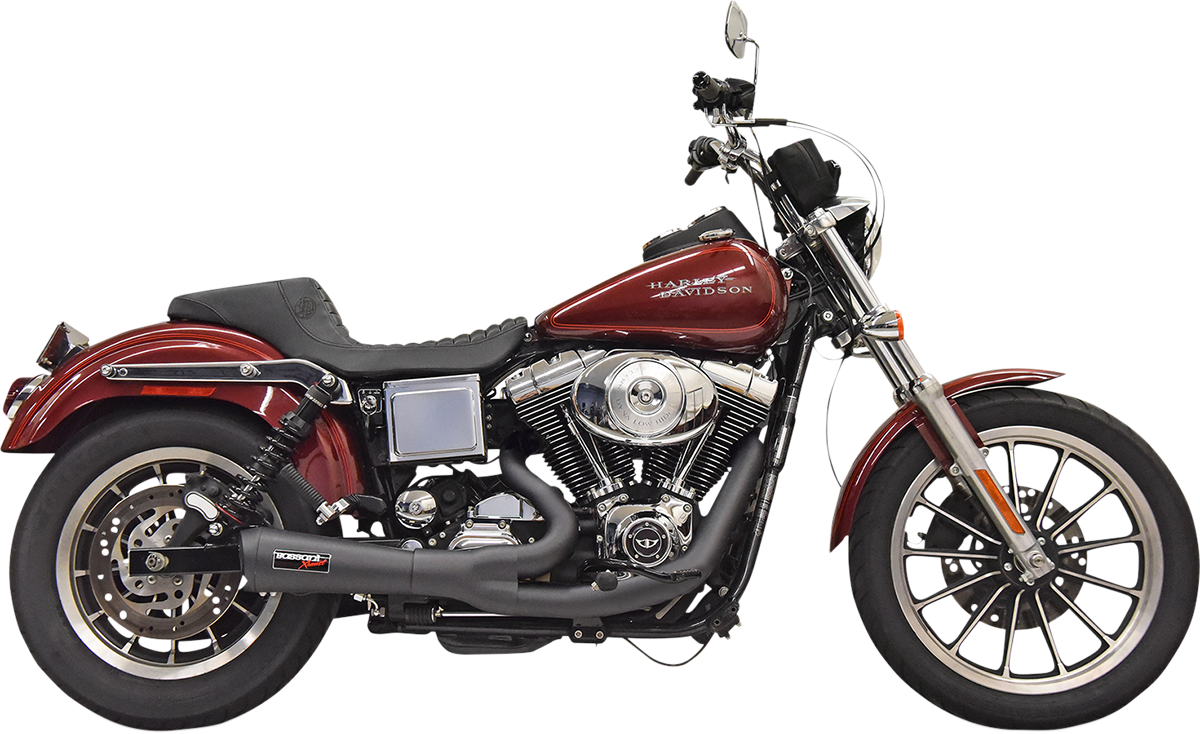 Black Bassani Xhaust Ripper 2:1 exhaust system for motorcycle, featuring sleek design and durable construction.