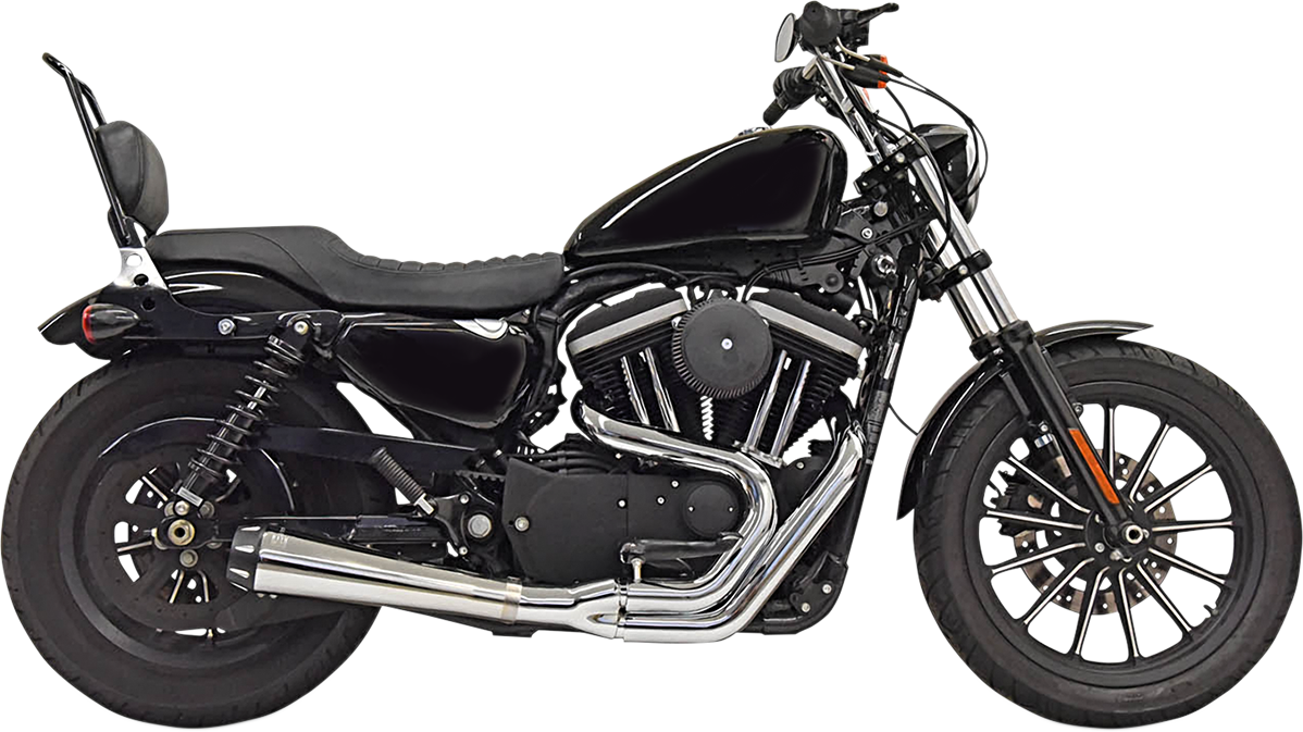 Chrome BASSANI XHAUST Road Rage exhaust system for Harley with 1-3/4 inch headpipes, featuring a sleek, polished design.