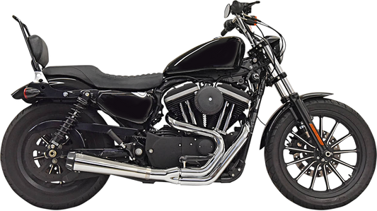 Chrome BASSANI XHAUST Road Rage exhaust system for Harley with 1-3/4 inch headpipes, featuring a sleek, polished design.