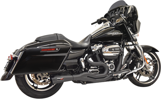 Black BASSANI XHAUST Road Rage II 2-Into-1 Mid-Length Exhaust System with sleek design and polished finish.