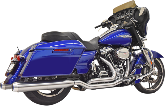 Stainless steel BASSANI XHAUST true dual motorcycle exhaust with dual pipes and polished finish, part number 1F66SS.
