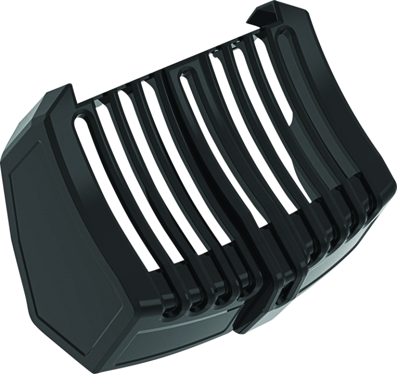 Black Kuryakyn oil cooler cover for Harley Davidson Touring models, part #6418, with a sleek motorcycle accessory design.