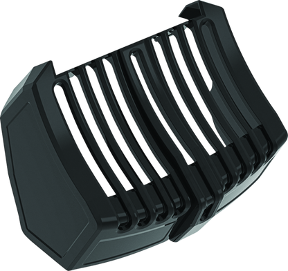 Black Kuryakyn oil cooler cover for Harley Davidson Touring models, part #6418, with a sleek motorcycle accessory design.