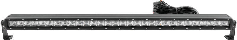 QuadBoss 31.5-inch single row LED light bar with combo beam, black housing, mounted on vehicle for off-road lighting.