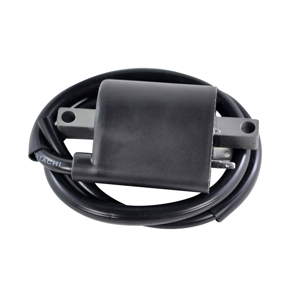 RM STATOR external ignition coil part RM06154, shows the black coil with mounting brackets and electrical connections.