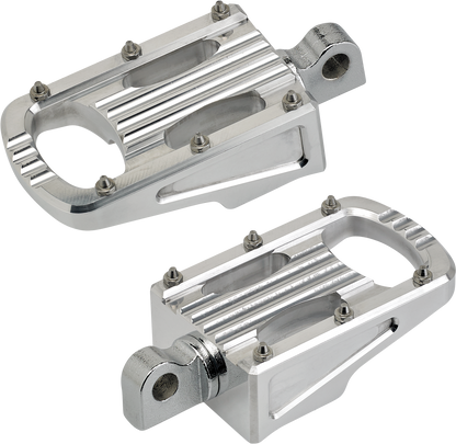 Polished BILTWELL Punisher Footpeg Classic for motorcycle, made of polished 7005 aluminum, mounted on a body part.