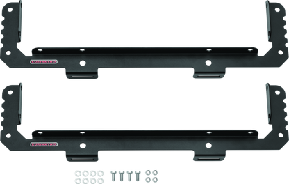 Kuryakyn Takrak Utility Cradles in black, heavy-duty UTV tool and gear holders mounted on Polaris Ranger or similar vehicles.