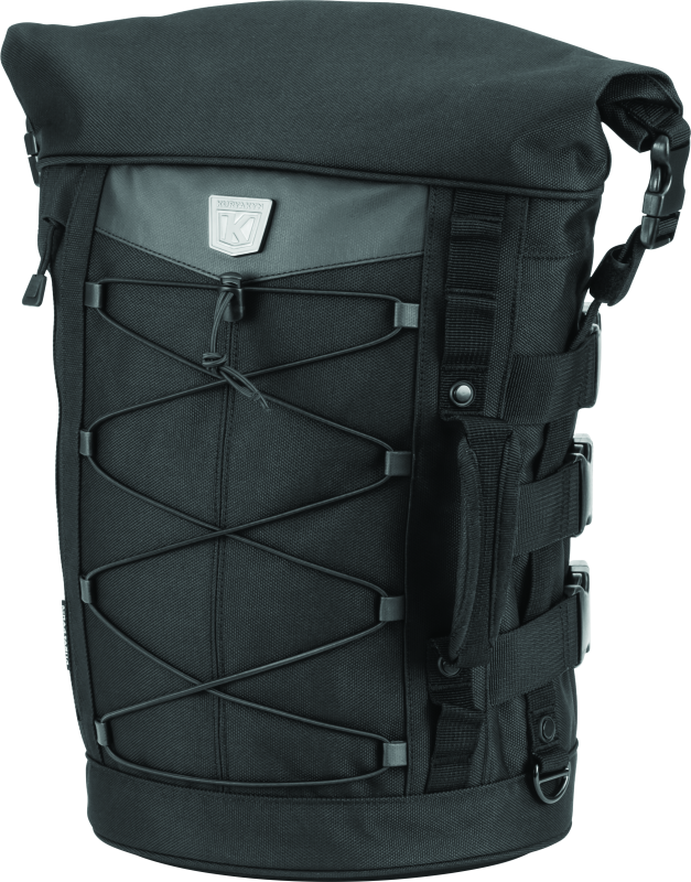 Kuryakyn Momentum Deadbeat Duffle Bag, compact water-resistant gear storage for powersports adventures, with adjustable straps and durable material.