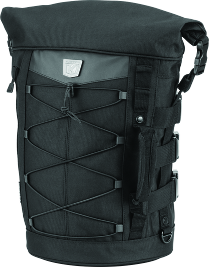 Kuryakyn Momentum Deadbeat Duffle Bag, compact water-resistant gear storage for powersports adventures, with adjustable straps and durable material.