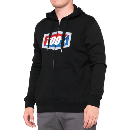 100% Official Fleece Zip-Up Hoodie - Black - Medium 20032-00011 - Howling Moto