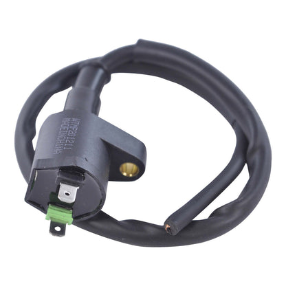 RM STATOR external ignition coil, model RM06025, showing the compact coil component used for vehicle ignition systems.