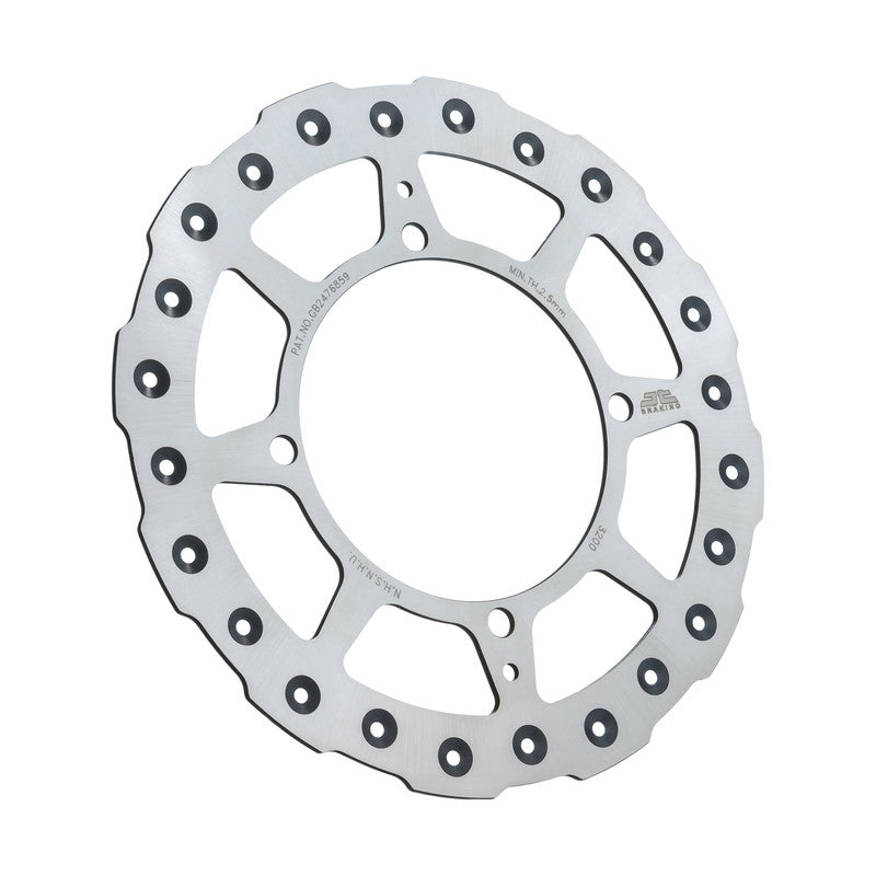 JT Braking front brake rotor with self-cleaning conical holes for off-road vehicles, shown in the image.