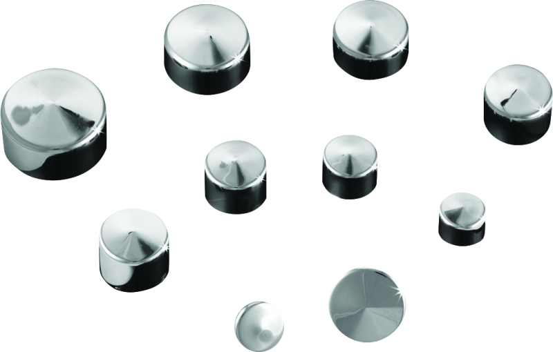 Kuryakyn Kool Kaps 7/16 inch hex head bolt cover kit, showing black plastic covers for motorcycle bolts.