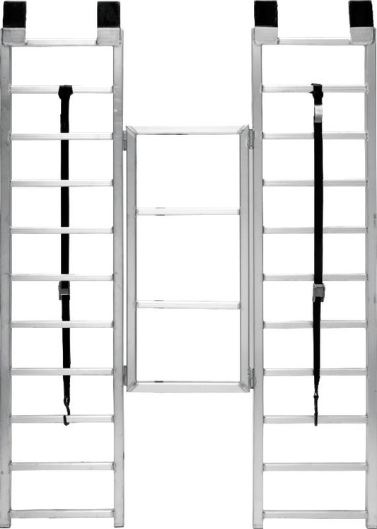 QuadBoss trifold aluminum ramp for ATV loading, 50x72 inches, durable design with 1,500 lbs capacity, shown extended in use