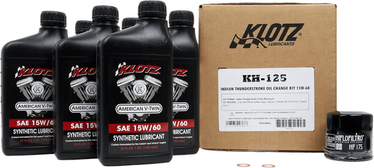 KLOTZ Indian Thunderstroke 6 Quart Synthetic Oil Change Kit with oil filter and tools for motorcycle maintenance