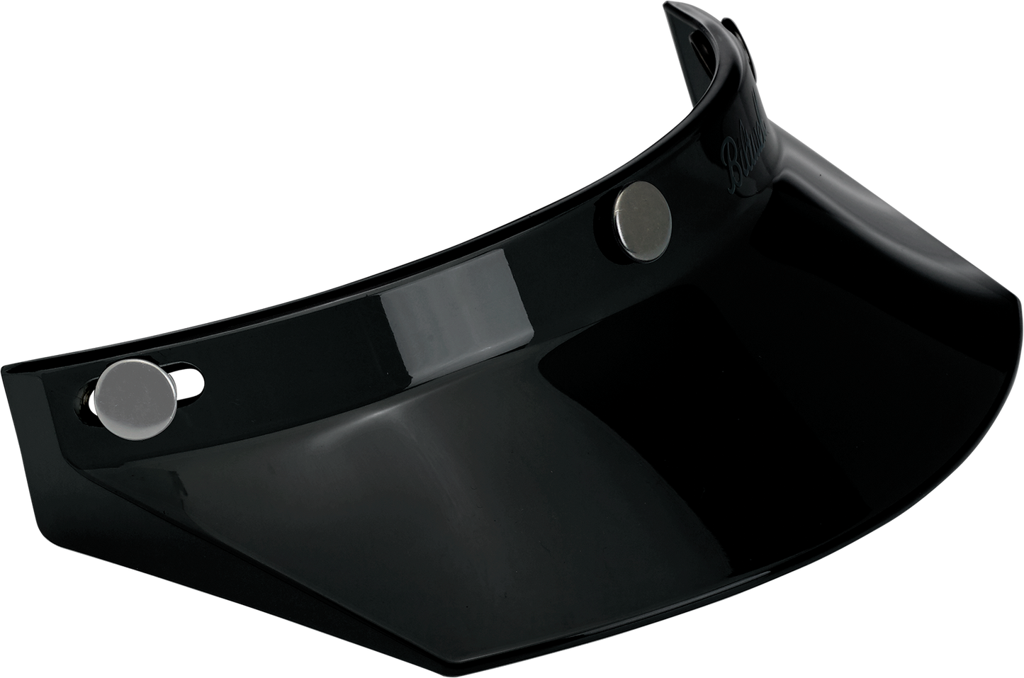 Black Biltwell Moto 3-Snap visor for helmets, designed for motorcycle helmets, featuring a sleek and durable appearance.