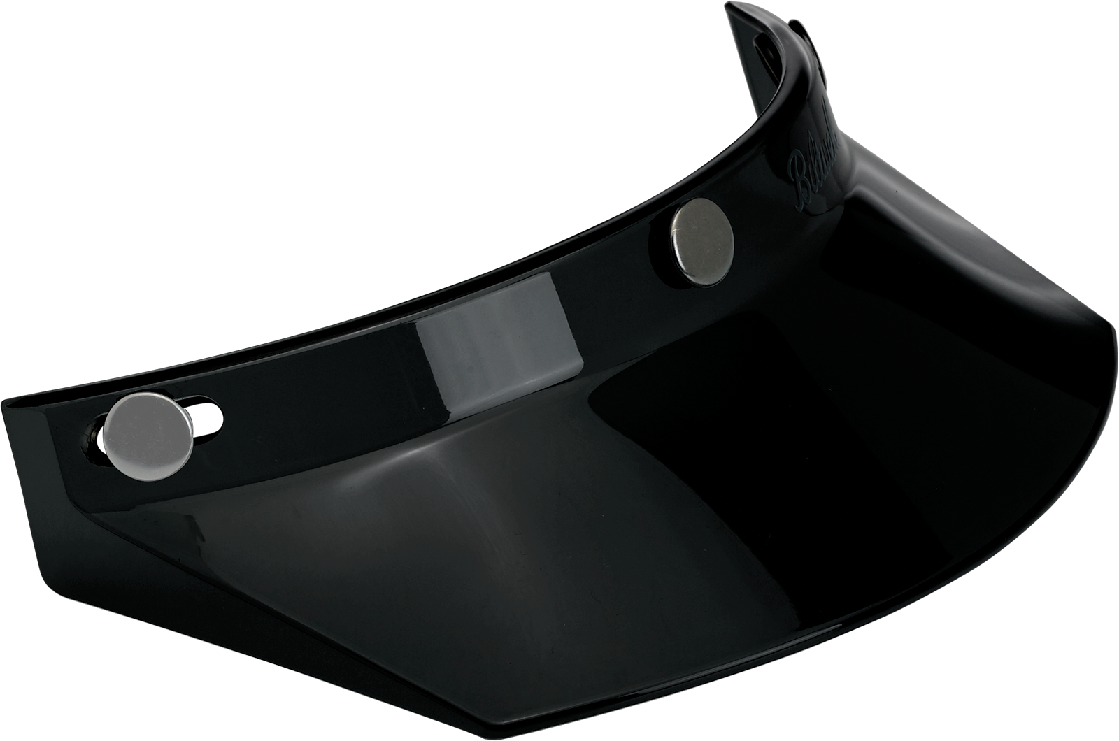 Black Biltwell Moto 3-Snap visor for helmets, designed for motorcycle helmets, featuring a sleek and durable appearance.