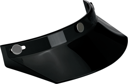 Black Biltwell Moto 3-Snap visor for helmets, designed for motorcycle helmets, featuring a sleek and durable appearance.