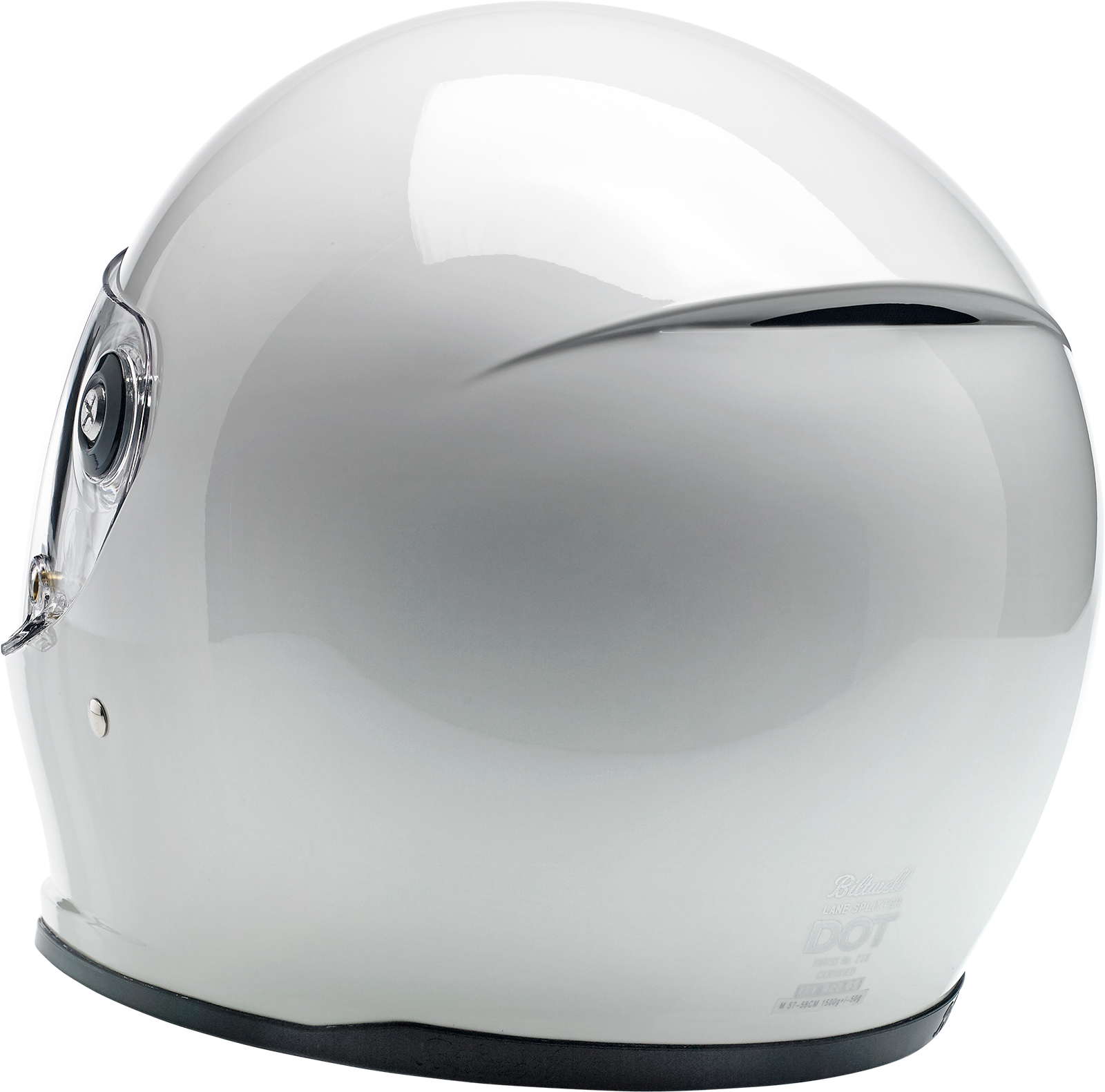 Gloss white BILTWELL Lane Splitter motorcycle helmet in XL size, with a sleek design and clear face shield.