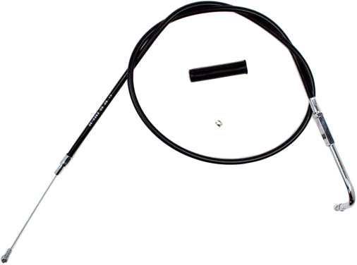 Motion Pro 06-0269 black vinyl motorcycle idle cable with OEM fit, shown attached to motorcycle controls.