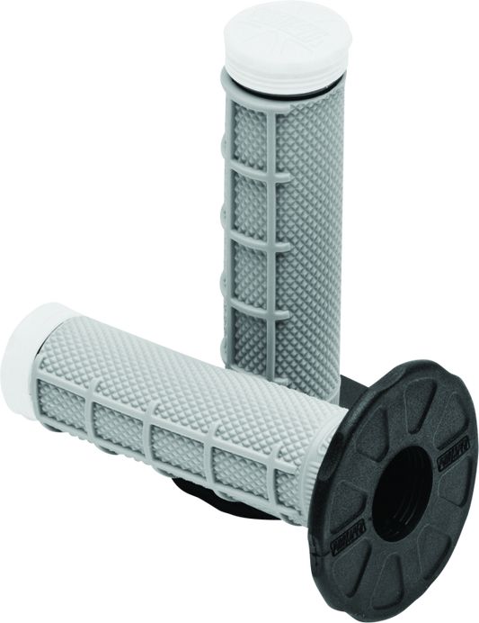 ProTaper Tri Density MX 1/2 Waffle Grips in white, designed for motocross bikes, with textured surface for improved grip