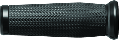 Kuryakyn Thresher grips in black for Indian motorcycles 2014-2017, showing textured rubber and stylish design on handlebar grips.