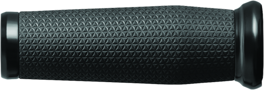 Kuryakyn Thresher grips in black for Indian motorcycles 2014-2017, showing textured rubber and stylish design on handlebar grips.
