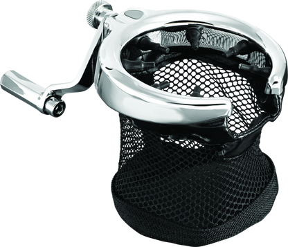 Kuryakyn passenger drink holder for Honda GL1800 Gold Wing, chrome finish, mounted on motorcycle handlebars or passenger area.