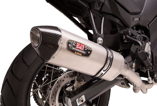 YOSHIMURA Yoshimura Exhaust Race R 77 3/4 Slip-On SS and CF with Part #11621C0520, showing the stainless steel and carbon fiber finish.