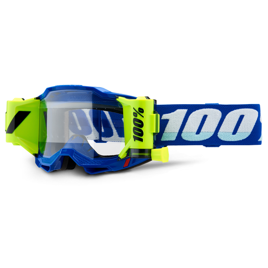 Bill's Exhausts Accuri 2 Forecast Goggles in blue with clear lenses, designed for eye protection and outdoor activities.