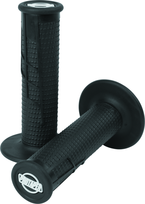 ProTaper Clamp-On 1/2 Waffle Grip in black for motorcycle handlebars, featuring a textured surface for enhanced grip.