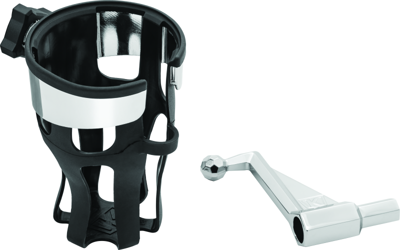 Kuryakyn Reflex drink holder for Honda Goldwing GL1800 passenger mount in chrome, showing the shiny, durable design.