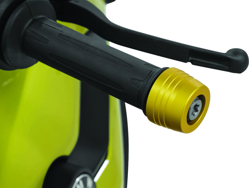 Kuryakyn Lodestar Handlebar Slider Gold for BMW R1200GS motorcycle, close-up view of the gold handlebar slider part.