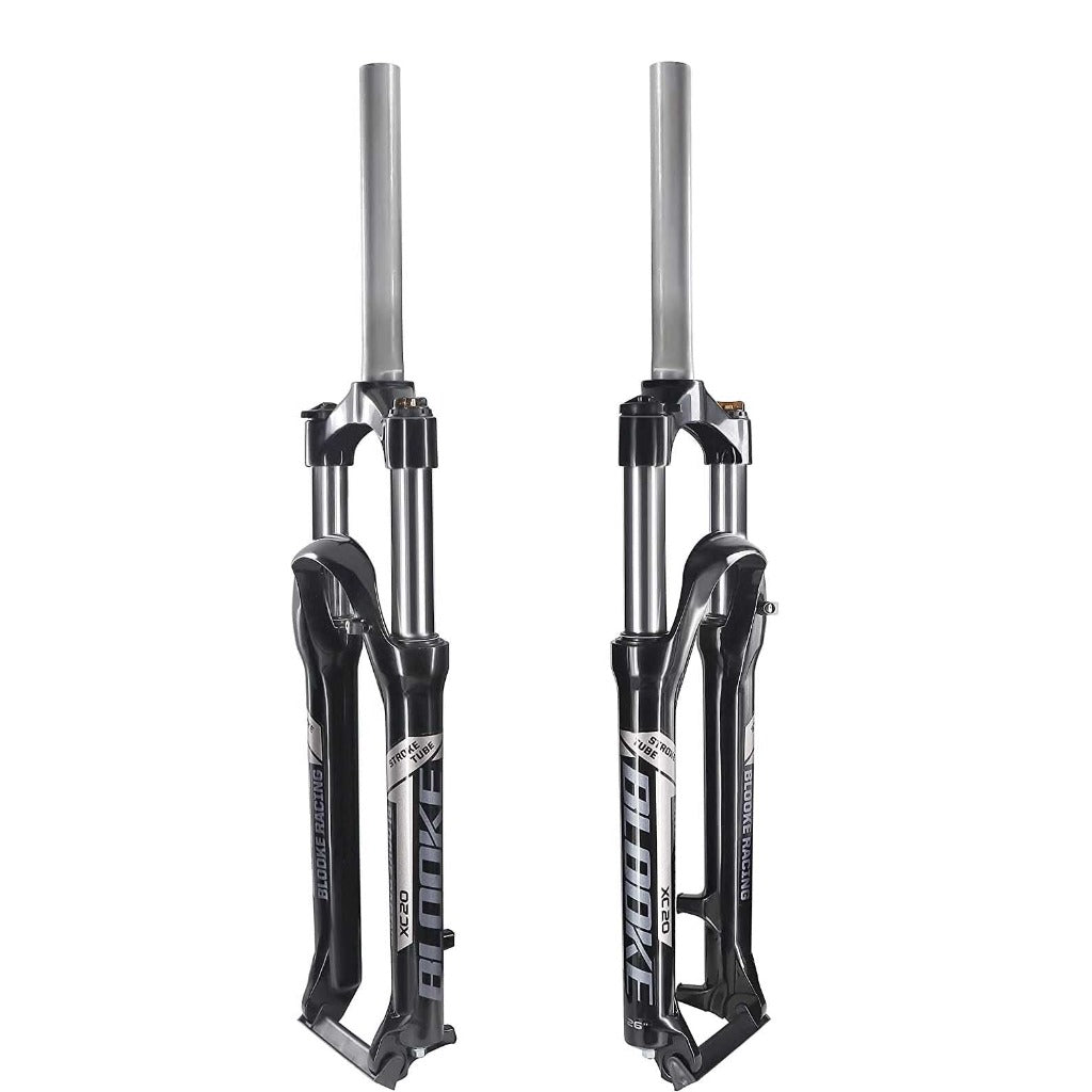 Hycline Blooke XC20 bicycle suspension fork for 27.5 and 29 inch bikes, showcasing the front suspension and stanchions.