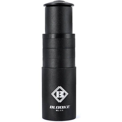 Hycline bicycle handlebar stem riser extending a bike fork stem for improved riding comfort and height adjustment.