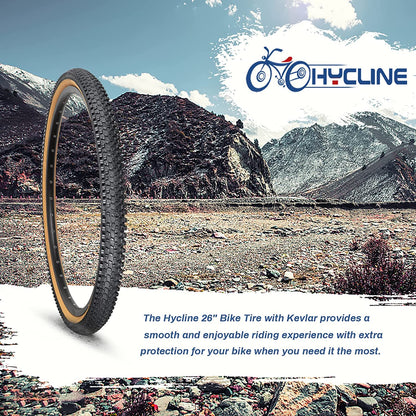 Hycline CrossBand Brown Wall mountain bike tire, 26x1.95 inches, showing rugged tread and sidewall details.