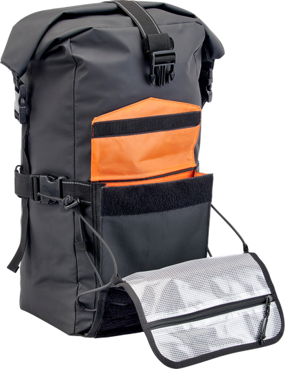 Biltwell EXFIL-60 Dry Bag Gen 2 in black, waterproof motorcycle bag with durable material and secure closure.