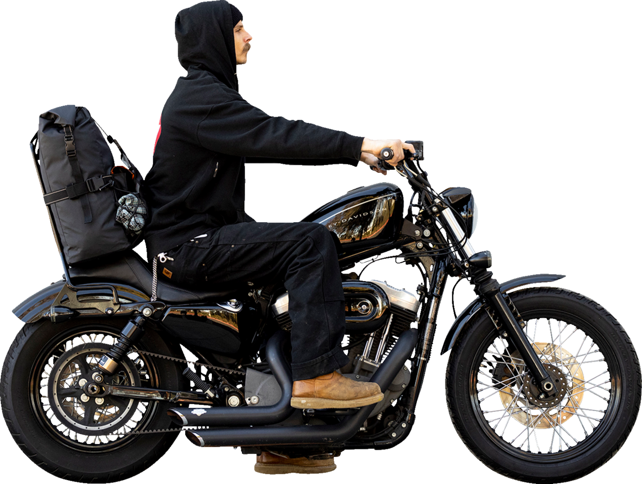 Black Biltwell Exfil-60 Dry Bag Gen 2, a durable waterproof bag designed for outdoor and motorcycle gear storage.
