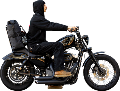 Black Biltwell Exfil-60 Dry Bag Gen 2, a durable waterproof bag designed for outdoor and motorcycle gear storage.
