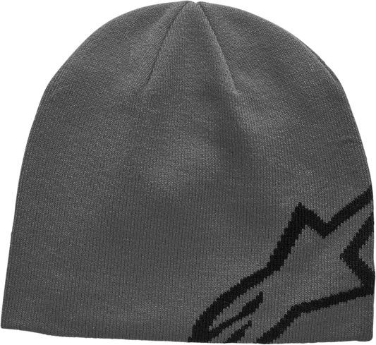 Alpinestars Corp Shift beanie in Heather Charcoal and Black, cozy knit fabric, one size fits all, casual style for cold weather.