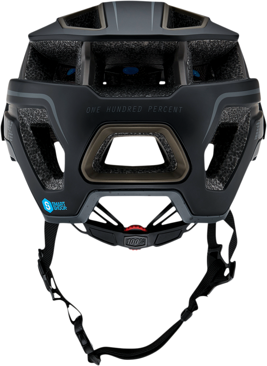 Black 100% Altec bicycle helmet in S/M size with adjustable straps, designed for safety and comfort.