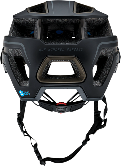 Black 100% Altec bicycle helmet in S/M size with adjustable straps, designed for safety and comfort.