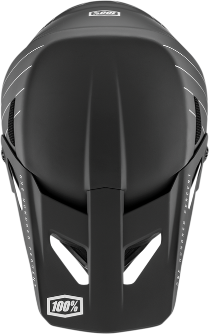 Black 100% Status bicycle helmet in XL size, featuring sleek design and adjustable straps, designed for safety and comfort.
