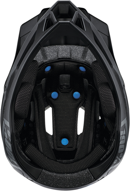 Black 100% Trajecta bicycle helmet with Fidlock buckle in medium size, designed for safe cycling.
