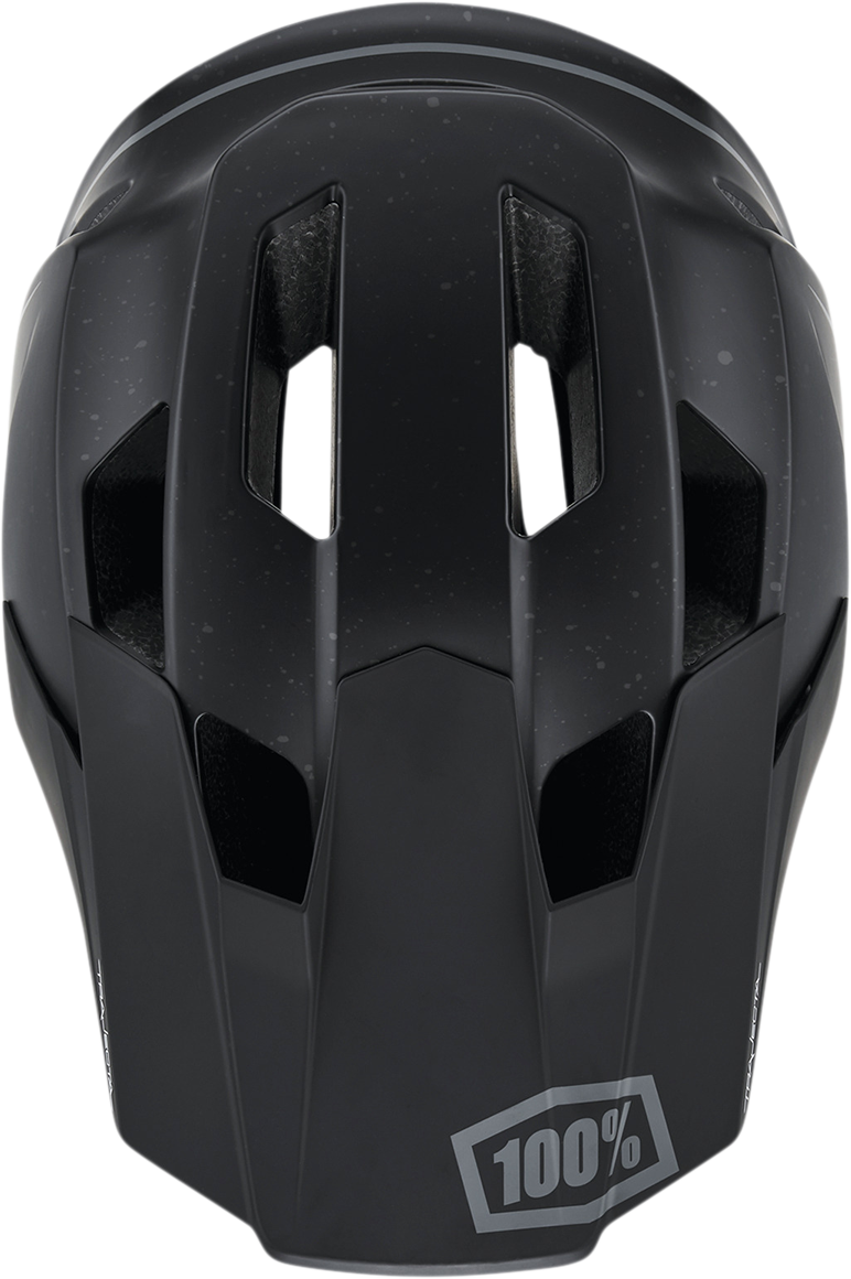 Black 100% Trajecta bicycle helmet with Fidlock buckle, small size, designed for safety and comfort during cycling.